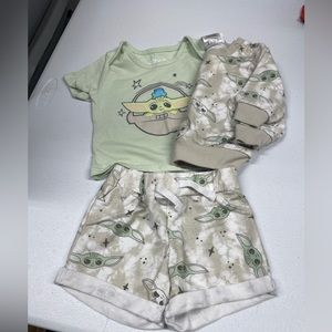 Girls Baby Yoda (Grogu) 3 pc Outfit